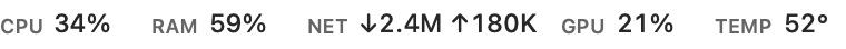 MacMeter menu bar: inline, stacked and with graph